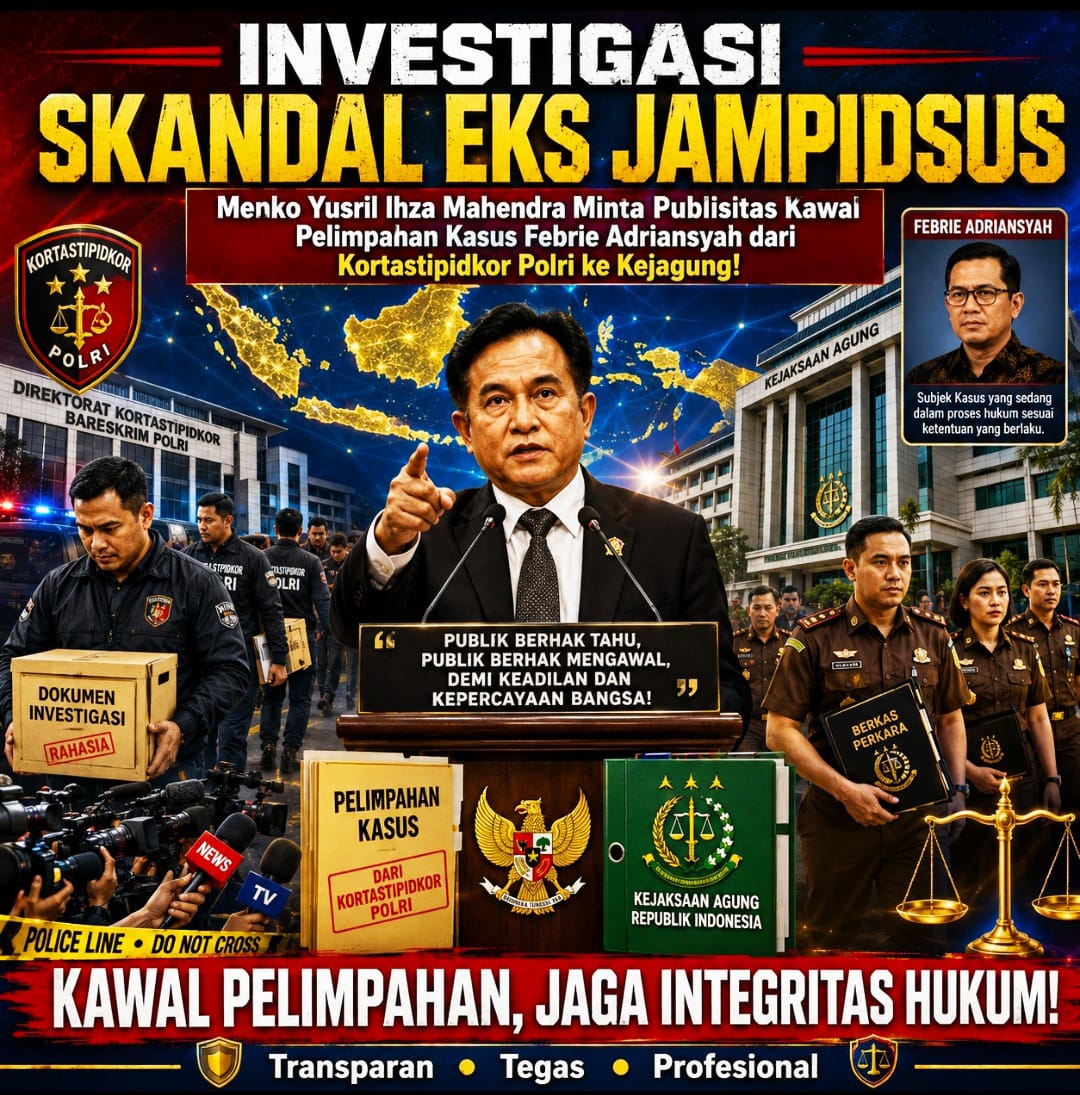 Menko Yusril Ihza Mahendra Minta Publisitas Kawal Pelimpahan Kasus Febrie Adriansyah dari Kortastipidkor Polri ke Kejagung!