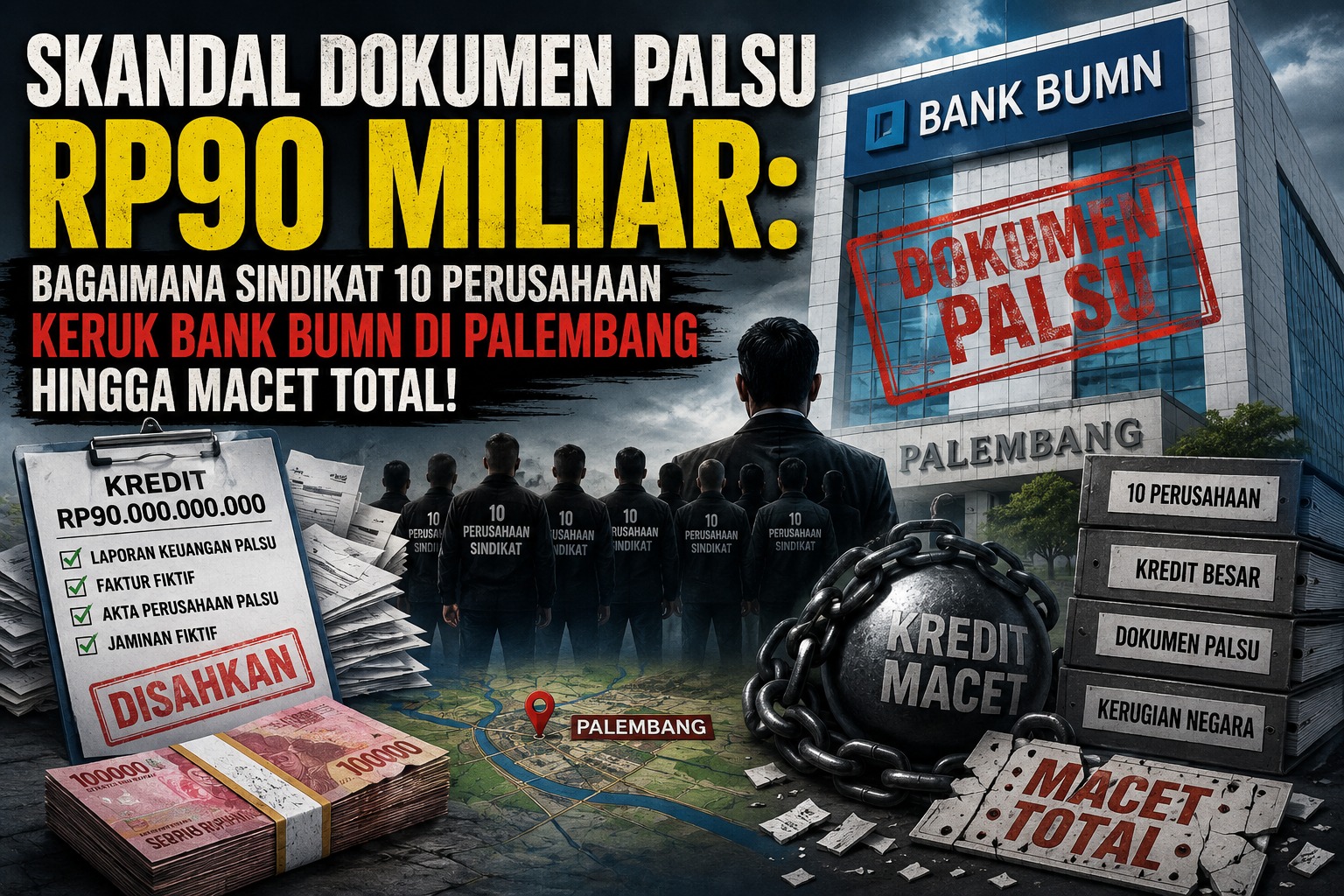 Skandal Dokumen Palsu Rp90 Miliar: Bagaimana Sindikat 10 Perusahaan Keruk Bank BUMN di Palembang hingga Macet Total!
