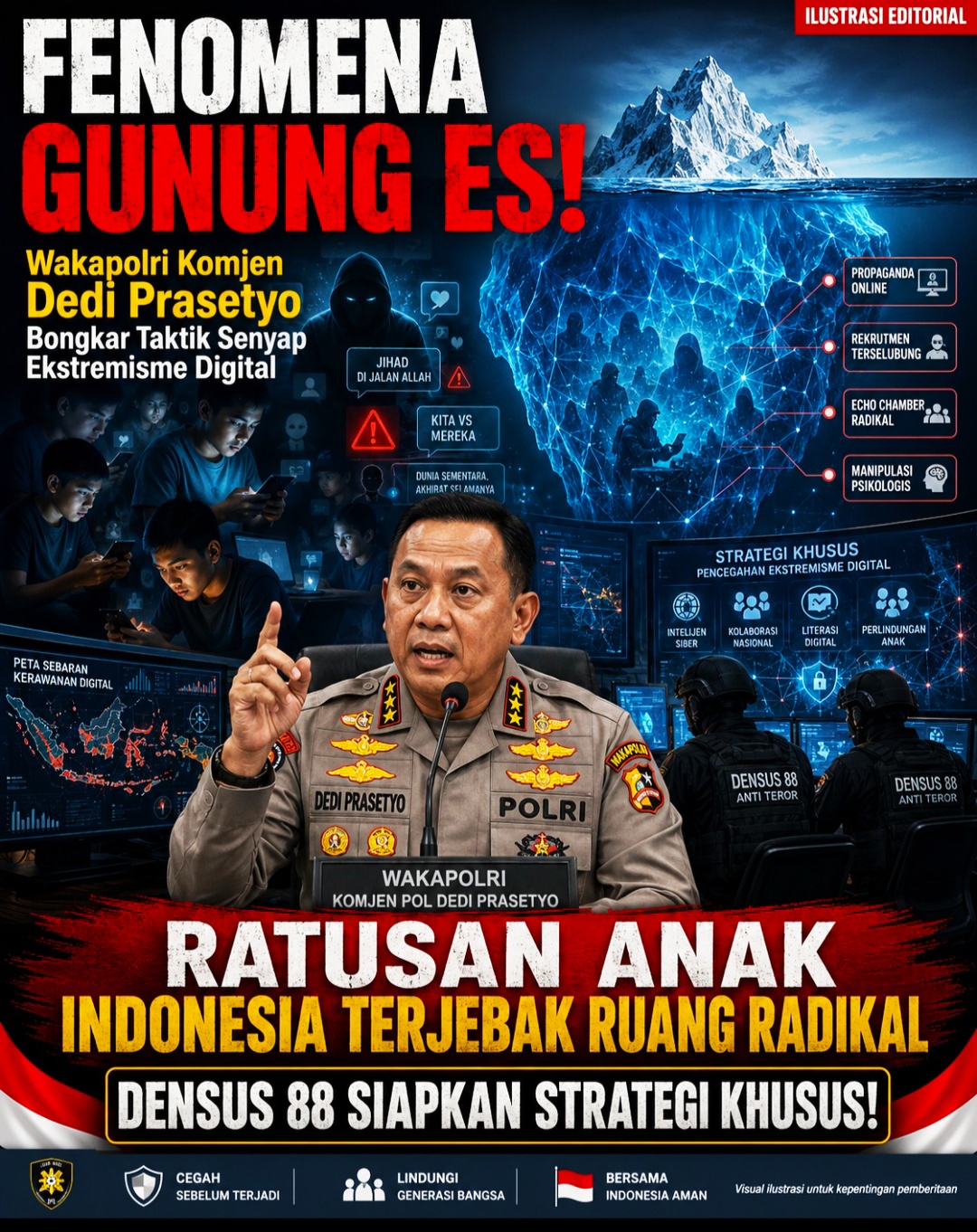 Wakapolri Komjen Dedi Prasetyo Bongkar Taktik Senyap Ekstremisme Digital: Ratusan Anak Indonesia Terjebak Ruang Radikal, Densus 88 Siapkan Strategi Khusus!