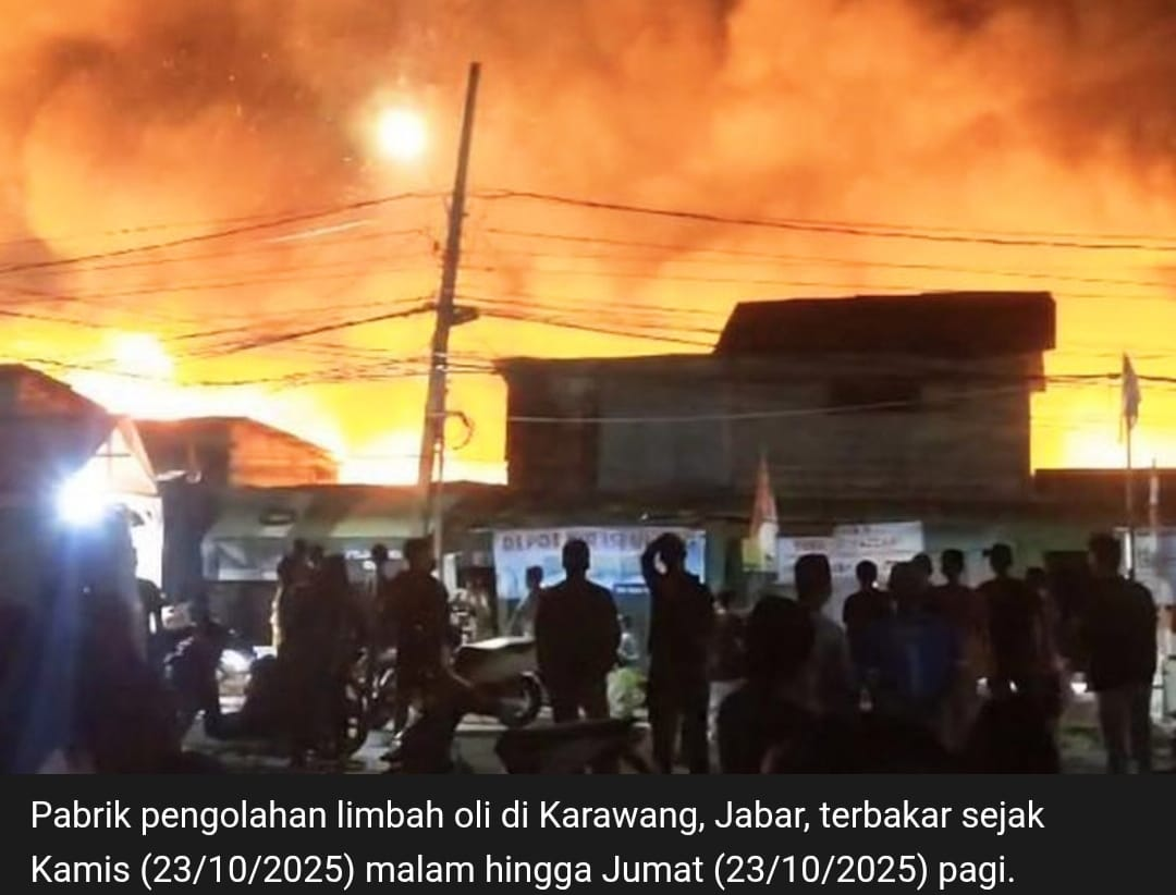 Kebakaran Hebat di Pabrik Pengelolaan Limbah B3 di Karawang