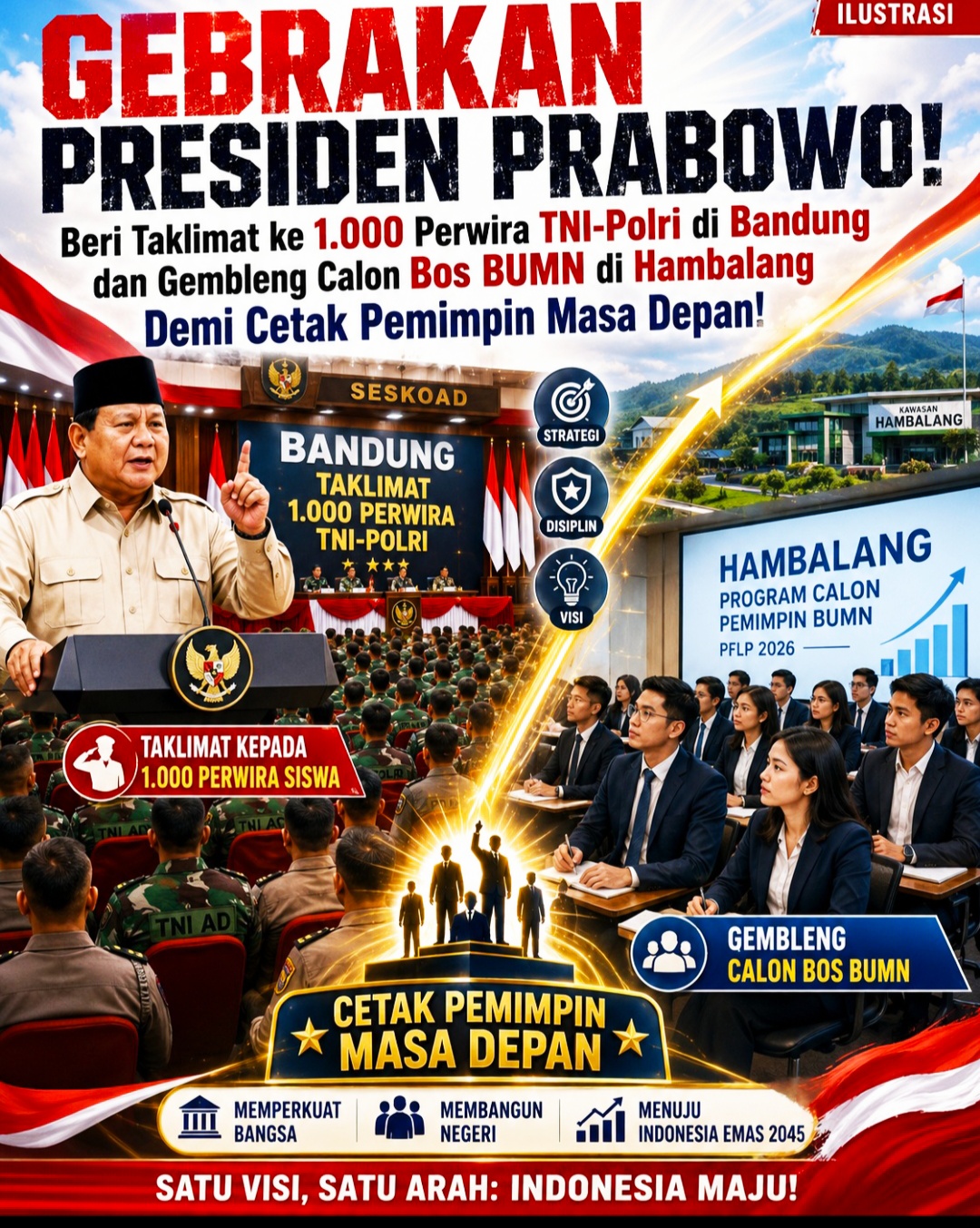 Presiden Beri Taklimat ke 1.000 Perwira TNI-Polri di Bandung dan Gembleng Calon Bos BUMN di Hambalang Demi Cetak Pemimpin Masa Depan!