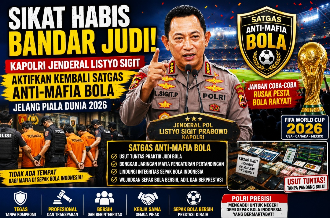 Kapolri Jenderal Listyo Sigit Aktifkan Kembali Satgas Anti-Mafia Bola Jelang Piala Dunia 2026