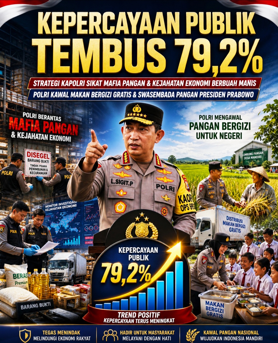 Ledakan Kepercayaan Publik Tembus 79,2%, Strategi Kapolri Sikat Mafia Pangan & Kejahatan Ekonomi Berbuah Manis!
