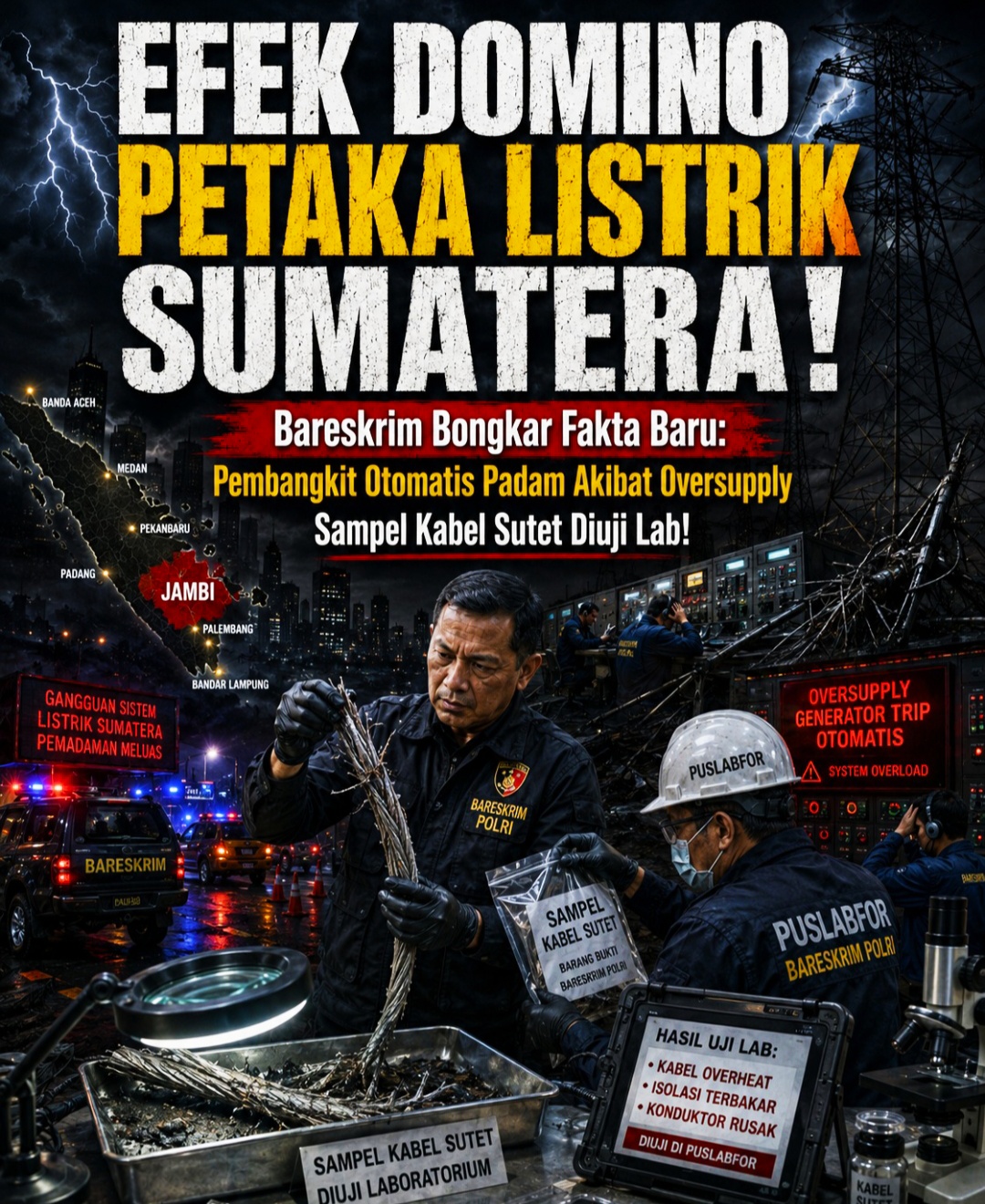 Bareskrim Bongkar Fakta Baru: Pembangkit Otomatis Padam Akibat Oversupply, Sampel Kabel Sutet Diuji Lab!