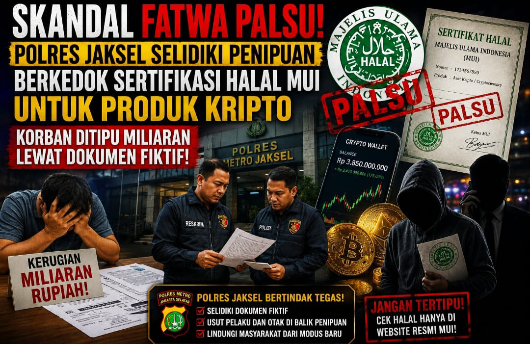 Polres Jaksel Selidiki Penipuan Berkedok Sertifikasi Halal MUI untuk Produk Kripto: Korban Ditipu Miliaran Lewat Dokumen Fiktif!