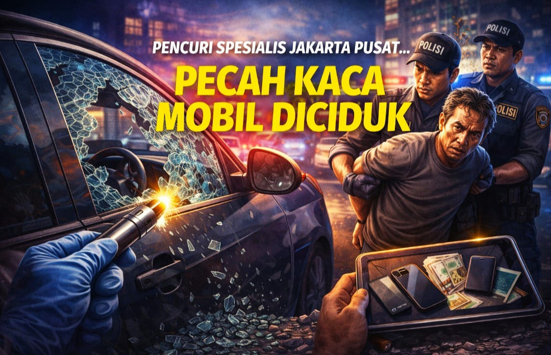 Pencuri Spesialis Pecah Kaca Mobil di Jakarta Pusat Akhirnya Diringkus Polisi