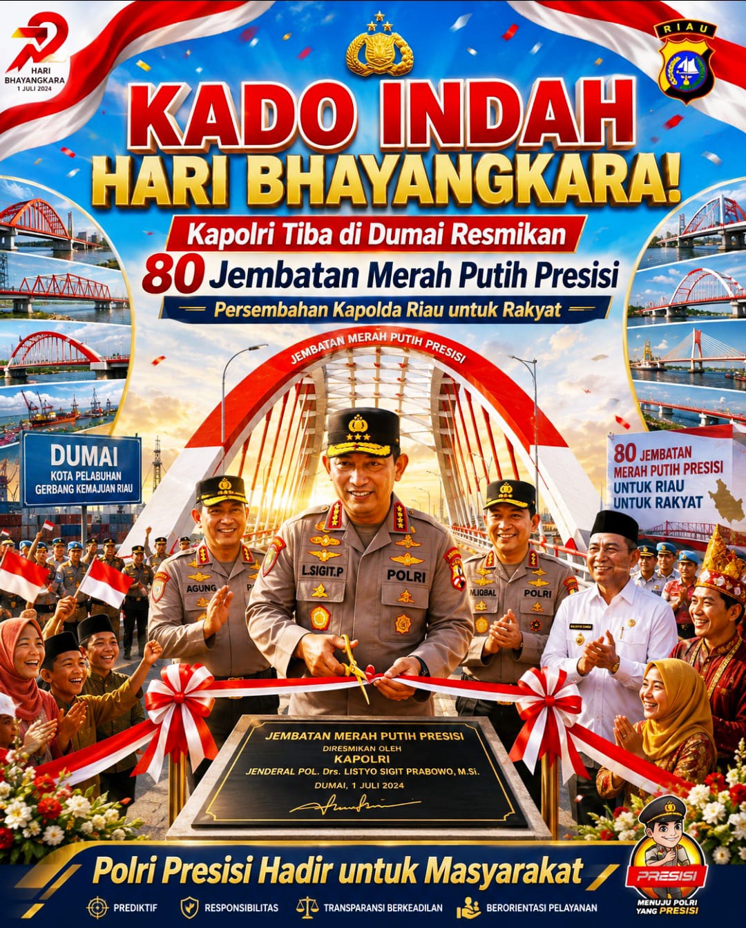 Kapolri Tiba di Dumai Resmikan 80 Jembatan Merah Putih Presisi Persembahan Kapolda Riau untuk Rakyat