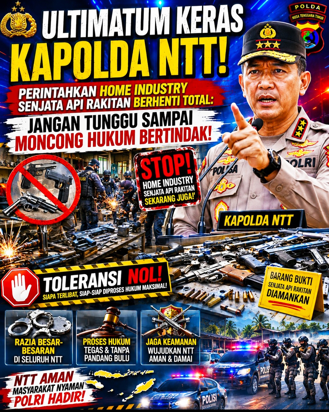 KAPOLDA NTT! Perintahkan Home Industry Senjata Api Rakitan Berhenti Total: Jangan Tunggu Sampai Moncong Hukum Bertindak!