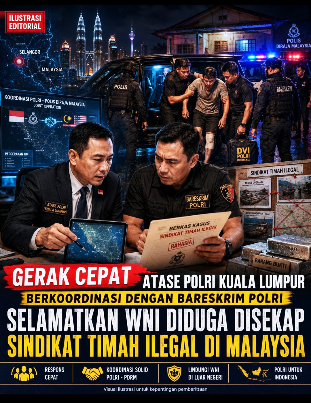 Atase Polri Kuala Lumpur Dan BARESKRIM, Selamatkan WNI Diduga Disekap Sindikat Timah Ilegal di Malaysia