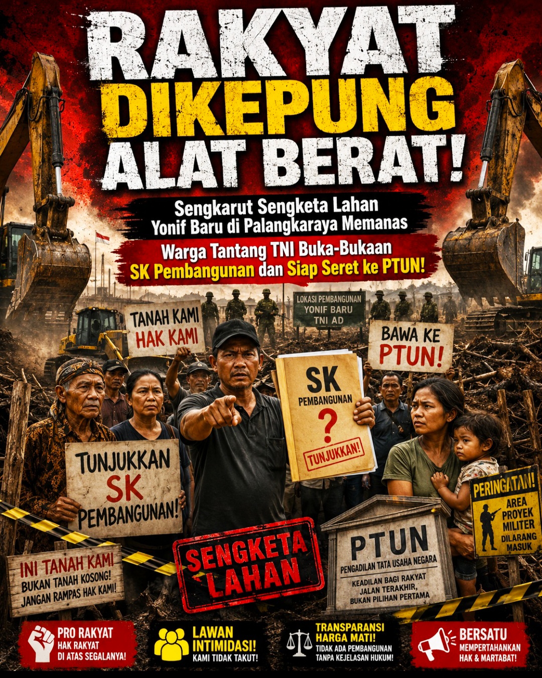 Sengkarut Sengketa Lahan Yonif Baru di Palangkaraya, Rakyat Memanas.
