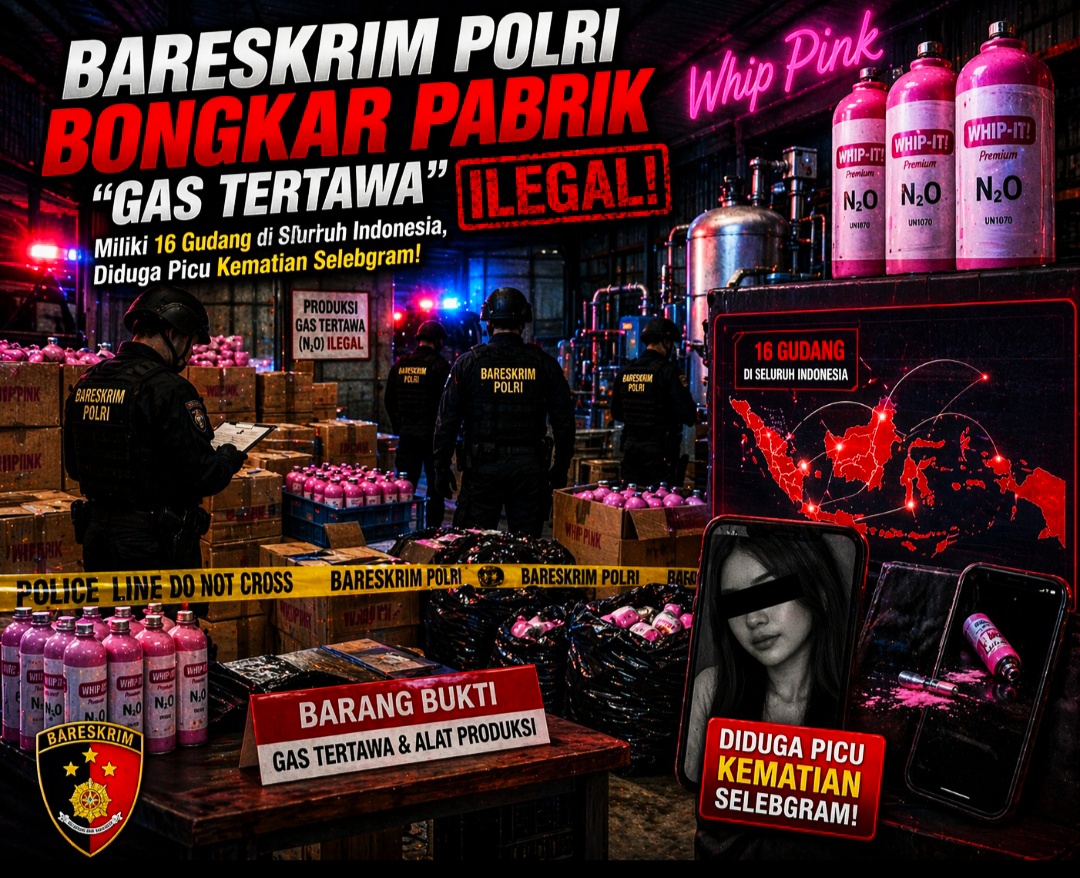 Bahaya Gas N2O! Polri Bongkar Sindikat Whip Pink Tanpa Izin BPOM di Jakarta Utara.