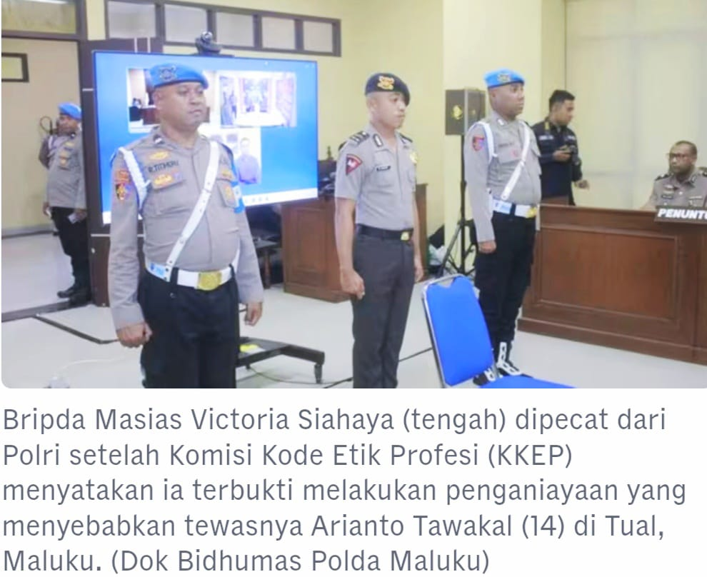 Polri pecat Bripda Masias usai tewaskan pelajar Arianto Tawakal di Tual, Pidana Berlanjut.