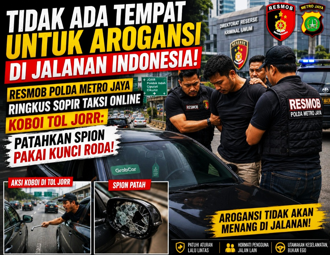 Resmob Polda Metro Jaya Ringkus Sopir Taksi Online Koboi Tol JORR: Patahkan Spion Pakai Kunci Roda!