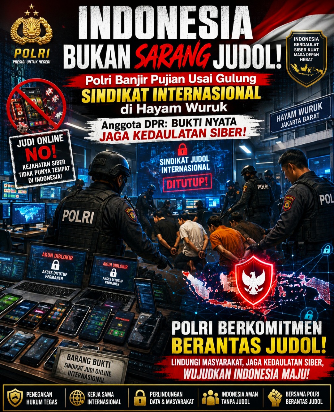 RI Bukan Sarang Penyamun Digital! Polri Gulung 320 WNA Admin Judi Online, DPR: Ini Kemenangan Kedaulatan Siber.