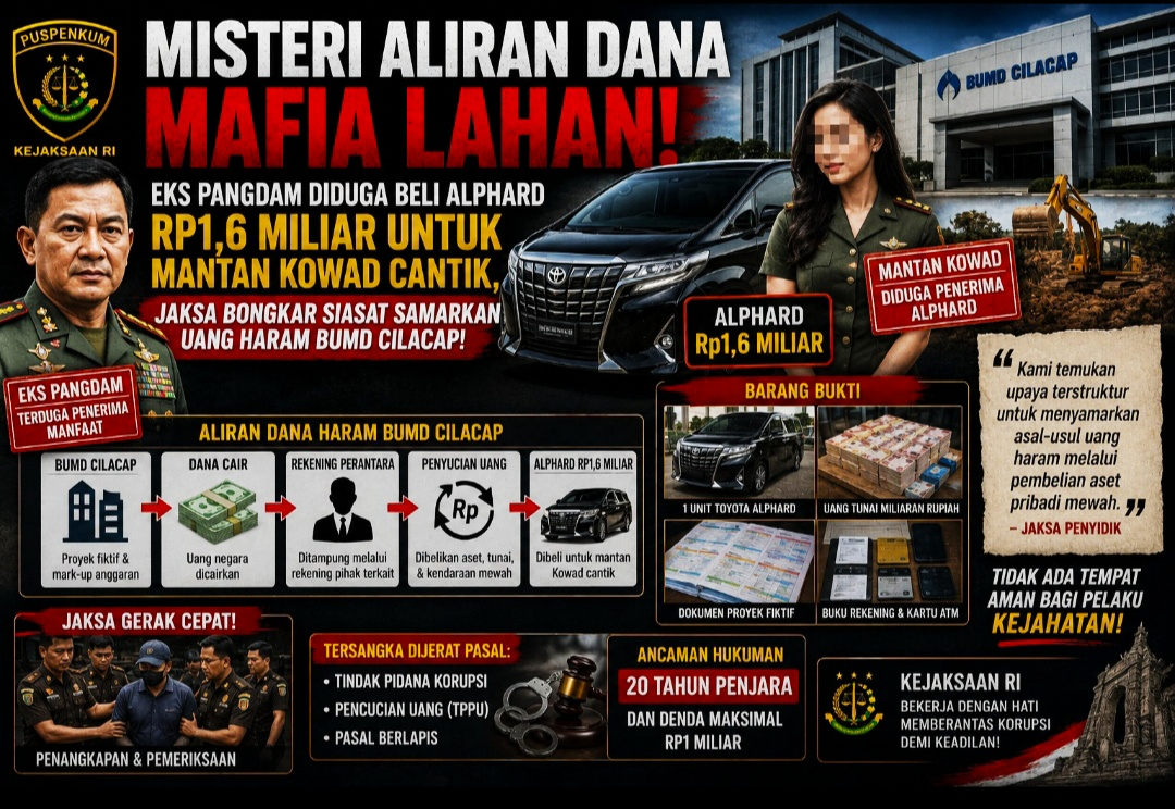 Eks Pangdam Diduga Beli Alphard Rp1,6 Miliar untuk Mantan Kowad Cantik, Jaksa Bongkar Siasat Samarkan Uang Haram BUMD Cilacap!