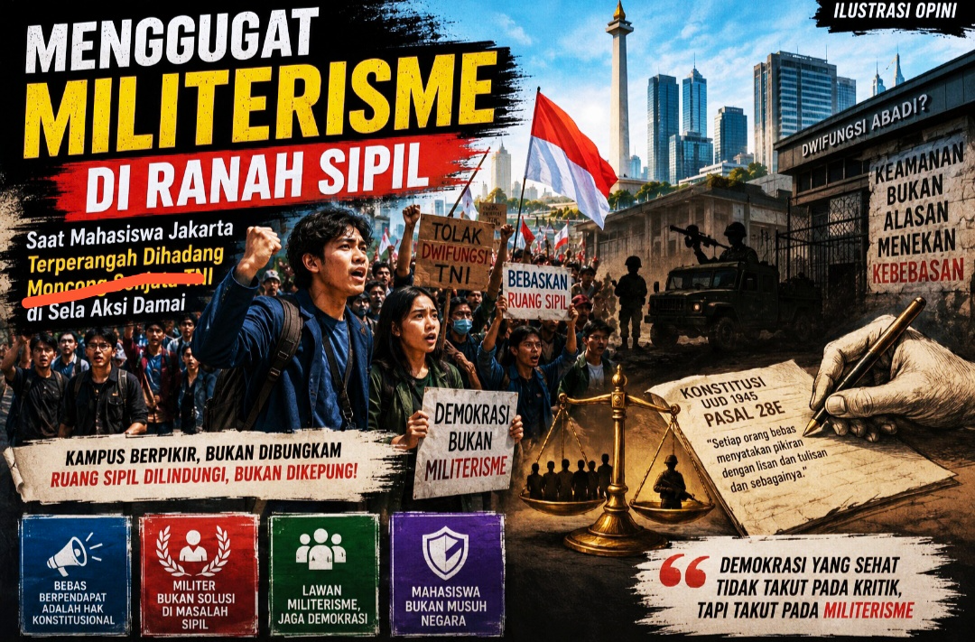 Saat Mahasiswa Jakarta Terperangah Dihadang Pasukan TNI di Sela Aksi Damai