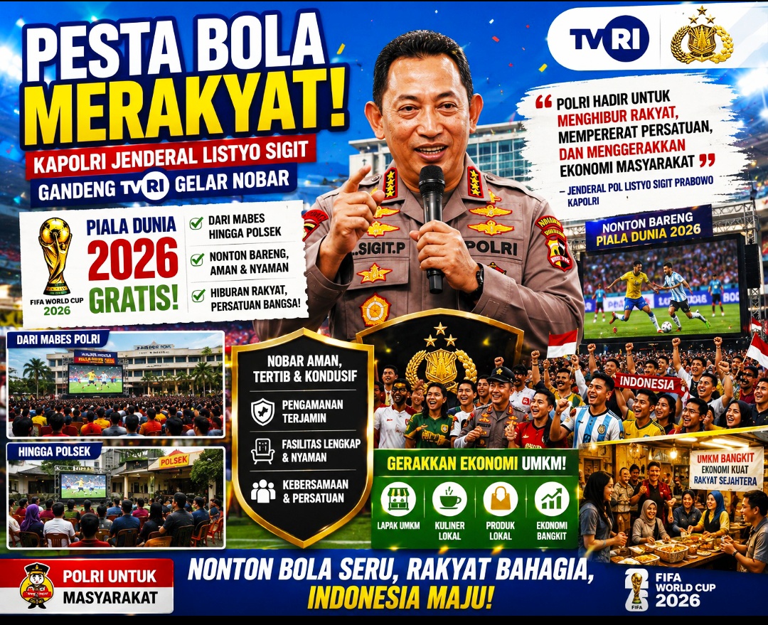 Kapolri Jenderal Listyo Sigit Gandeng TVRI Gelar Nobar Piala Dunia 2026 Gratis dari Mabes hingga Polsek