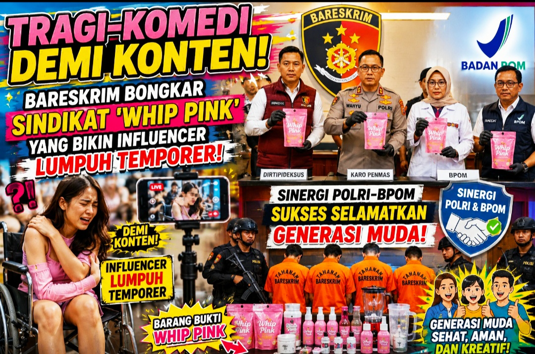 Bareskrim Bongkar Sindikat 'Whip Pink' yang Bikin Influencer Lumpuh Temporer, Sinergi Polri-BPOM Sukses Selamatkan Generasi Muda!